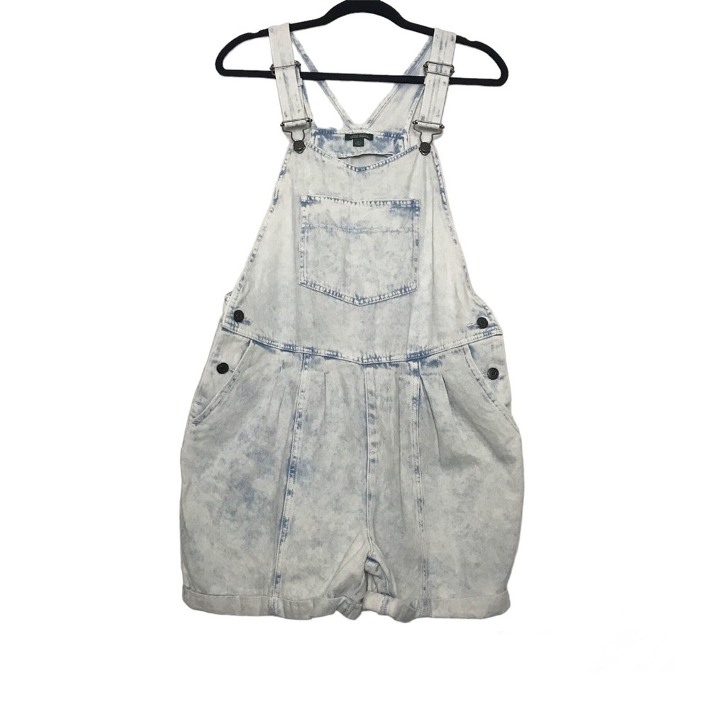 Wild Fable Light Wash Tie-Dye Cotton Pleated Denim Shortalls Womens Sz S Grunge